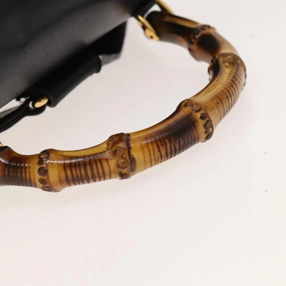 GUCCI Bamboo Backpack Leather Black Auth - Picture 7 of 16